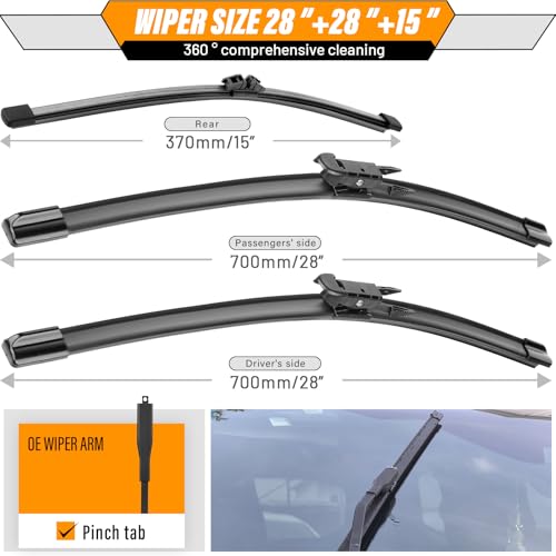 Windshield Wiper Blade Replacement for Ford Edge 2015 (28"+28"+15")