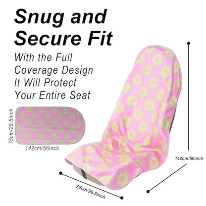 Car Seat Cover Protector Front Seats (1Pcs Front Seat Towel / Flower and Pink)