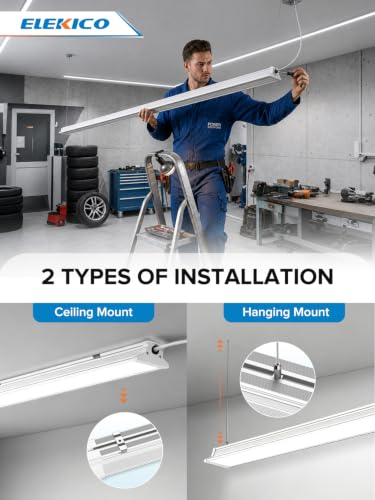 Super Bright 120W 5000K 20000LM Led Shop Lights 8FT Hanging&Surface Mount (8FT-W-120W-10PACK)