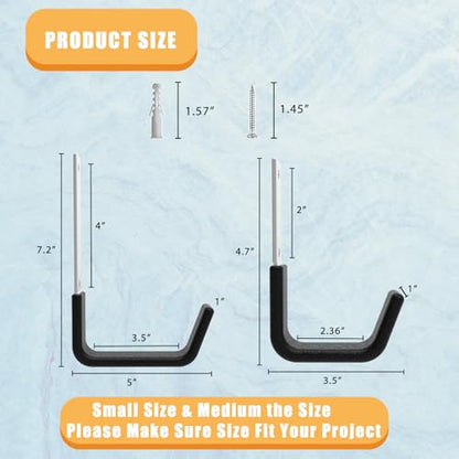 Heavy Duty Garage Utility Hooks (2 Small & 2 Medium)