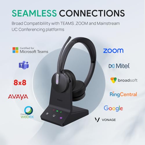 WH64 Dual DECT Bluetooth Wireless Headset for Phone PC Mobile Teams (Stereo)