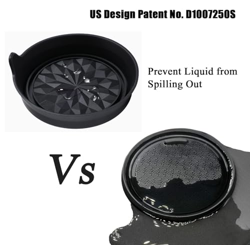 Car Cup Coaster Universal Automotive Waterproof Non (Black Flower Solid / 2 Pack)