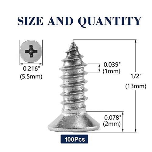 4 x 1 2" Wood Screw 100Pcs 18 (#4 x 1/2")