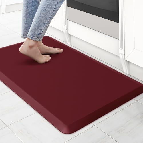 Kitchen Mat Cushioned Anti Fatigue Rug Standing and Comfort Floor Mats (Red / 28"L x 17.3"W x 0.5"Th)