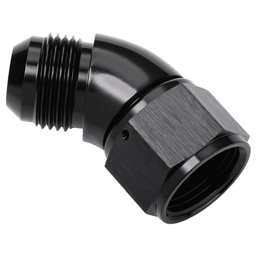 45 Degree 12AN Male to 12AN Female Swivel Full Flow Fitting Adapter Coupler Aluminum Black (12AN / Black - 45 Degree)