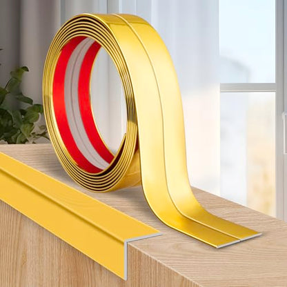 Wall Corner Protector Peel and Stick Corner Trim Molding (1.6 In x 10 Ft / Gold)