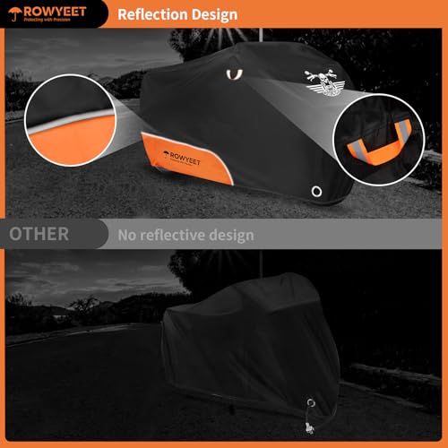 Motorcycle Cover Waterproof Outdoor Storage All Season Protection (210D Orange / 104")