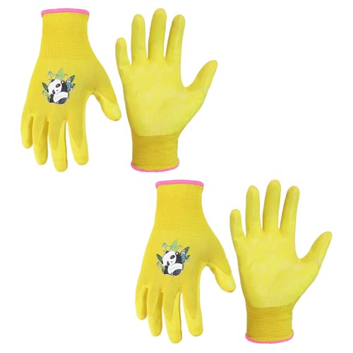 2 Pairs Kids Gardening Gloves (Yellow (Pack of 2) / Small (Age 2-3))