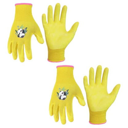 2 Pairs Kids Gardening Gloves (Yellow (Pack of 2) / Small (Age 2-3))