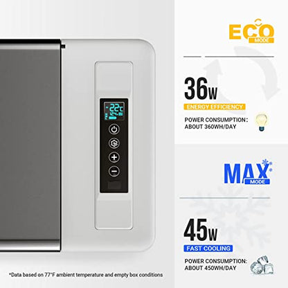 12 Volt Refrigerator With Cover 12V Car Fridge 30 Quart Portable Freezer Compressor Cooler Compressor Freezer (30 Quart with Cover / Grey)