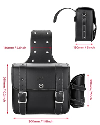PU Leather 20L Motorcycle Saddlebags with Cup Holder Throw Over