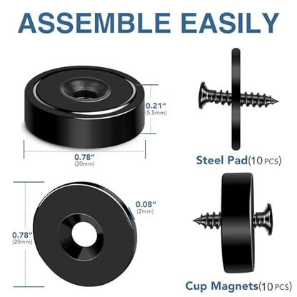 Strong Magnets Heavy Duty 40LB Strong Rare Earth Magnet 10 Pack