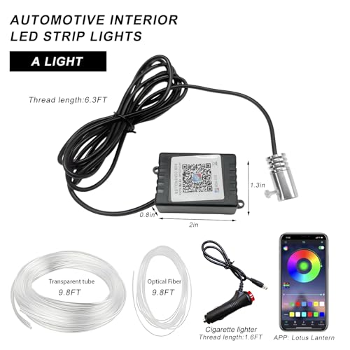 Interior Car LED Strip Lights with APP Control (Regular/ 118 inches / Cigarette Lighter)