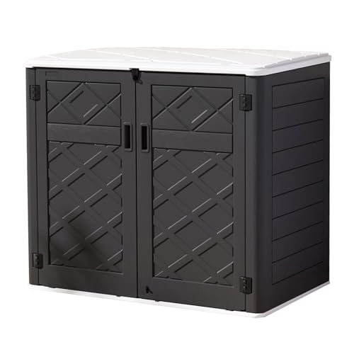 Resin Outdoor Storage Shed (Black-White 48Cu.ft)