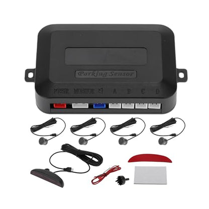 Universal Car Auto Vehicle Reverse Backup Radar System Reverse Parking Sensors Alarm Buzzer Reminder Distance Detection Gray 4Parking Sensors (Gray)