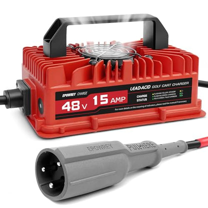 15 AMP 48 Volt Golf Cart Battery Charger for Club Car 3 (Red)