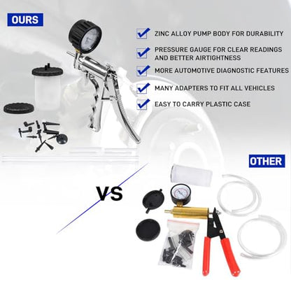 Hand Vacuum Pump Brake Bleeder Kit (Silver)