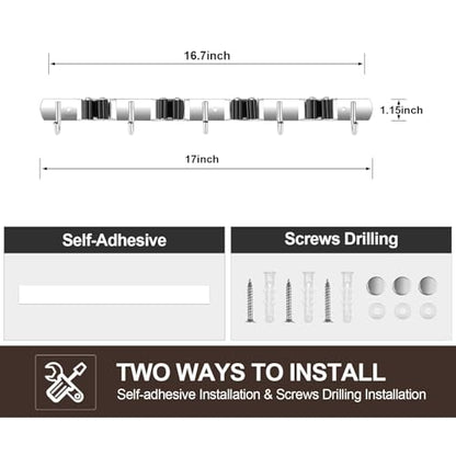 2 Pack Broom Holder Wall Mount (2Pack 4R5H / Black)