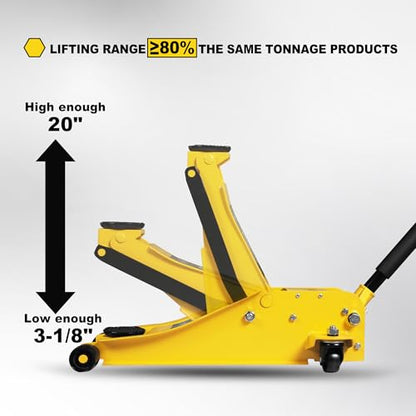 3 Ton Hydraulic Floor Jack Dual Pump for Quickly Car Lift (Steel / 3T low profile dual pump)