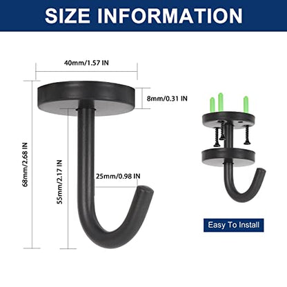 Coat Hooks Wall Mount Hooks for Hanging Hat Hurse Robe (Matte Black / 2 Inch (Ceiling))