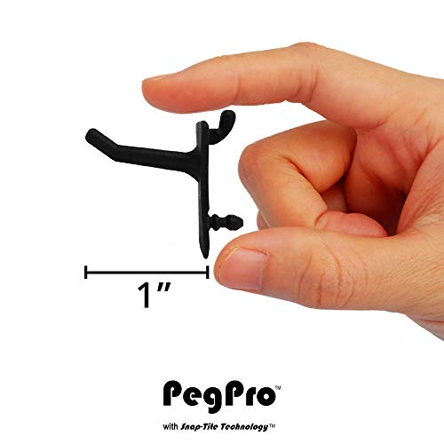 PegPro® 1" Hooks Kit for Standard “Wood Fiber” pegboard (1" Straight - 24 Count / Black)