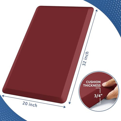 0.8" Thick Kitchen Mat Cushioned Anti Fatigue Rug Comfort Floor Mats (Red / 32"L x 20"W x 0.8"Th)