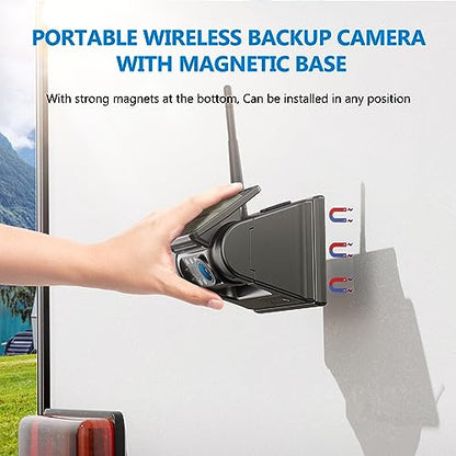 Magnetic Solar Wireless Backup Camera with 7" 1080P IPS DVR Monitor (7 inch - 1 camera)