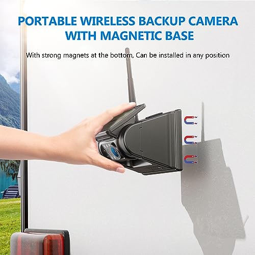 2 Magnetic Solar Wireless Backup Camera with 7" 1080P IPS DVR Monitor (7 inch - 2 cameras)