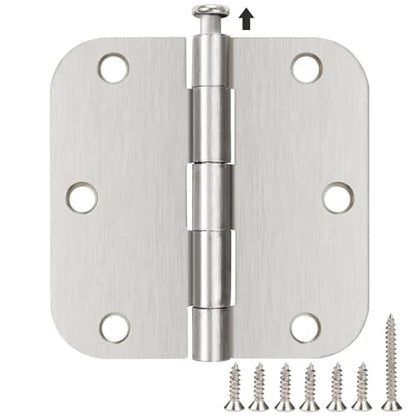 3 1/2" Satin/Brushed Nickel Door Hinges 3.5" 5/8" Rounded 30 Pack (Satin Nickel / 30 Pack)