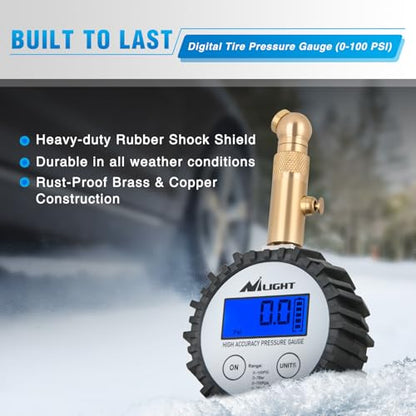 Digital Tire Pressure Gauge 100PSI ANSI 2A Certified (Digital Tire Gauge)