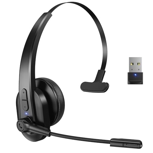 Bluetooth Headset with USB Dongle for Computer (Black)