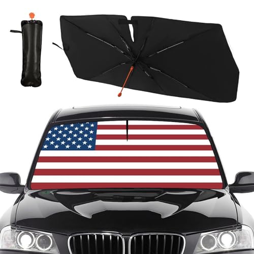 American Flag Car Windshield Sun Shade Umbrella Automotive Windshield Sunshade Foldable Front Car Accessories Interior Decor to Keep Vehicle Cool for Most Vehicles 57'' X 30'' (57'' X 30'' / style-AB3)