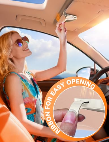 Magnetic Leather Sunglass Holder for Car Visor (2 Pack / Cream)