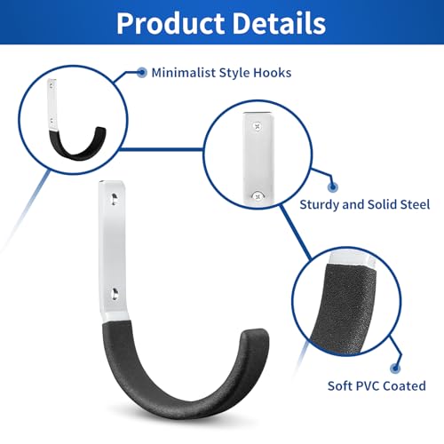 Heavy Duty Steel Garage Hooks (Black 8 Pack)