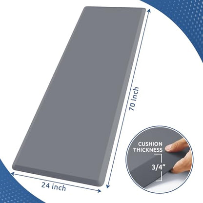 0.8" Thick Kitchen Mat Cushioned Anti Fatigue Rug Comfort Floor Mats (Grey / 70"L x 24"W x 0.8"Th)