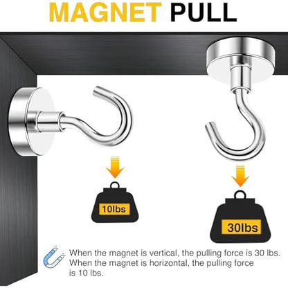 Magnetic Hooks 20pcs 30lbs+ Cruise Essentials 2026 Magnet Hook (Silver / 0.63in)