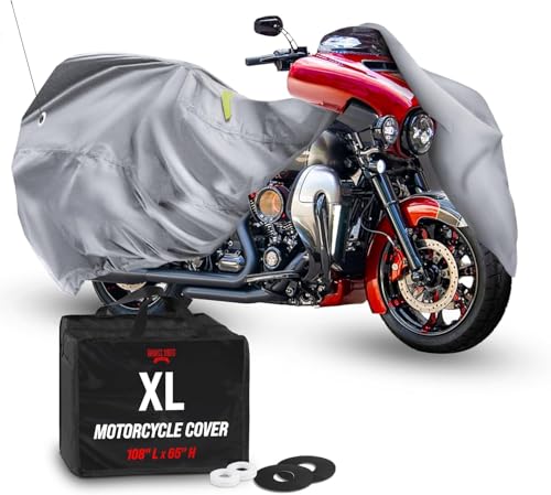 Heavy Duty Motorcycle Cover for XL Touring (Light Gray / [XL] 108"L x 42"w x 60"H)