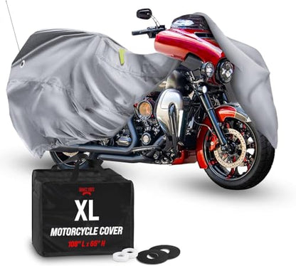 Heavy Duty Motorcycle Cover for XL Touring (Light Gray / [XL] 108"L x 42"w x 60"H)