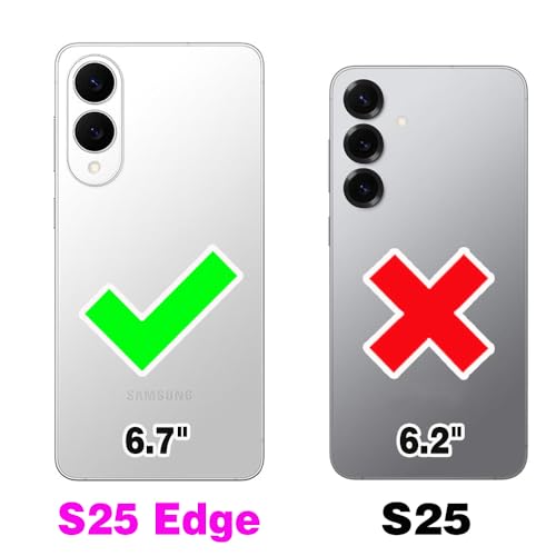 Compatible with Samsung Galaxy S25 Edge Wallet Case Screen Protector Crossbody Shoulder Strap Ring Buckle Stand Card Holder Magnetic Car Mount Phone Cover for S25Edge 25S S 25 25Edge Women Men Green (Green / for S25 edge)