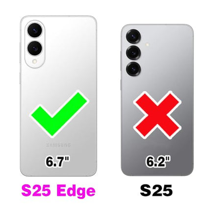 Compatible with Samsung Galaxy S25 Edge Wallet Case Screen Protector Crossbody Shoulder Strap Ring Buckle Stand Card Holder Magnetic Car Mount Phone Cover for S25Edge 25S S 25 25Edge Women Men Green (Green / for S25 edge)