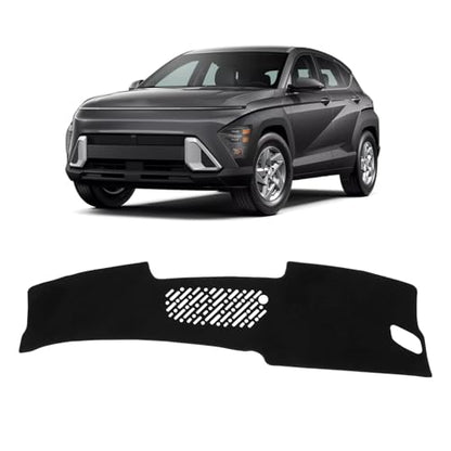 Black Dash Cover for Hyundai Kona 2024 2025 2026 Polyester Dashboard Cover Non (Kona 24-26(Black))