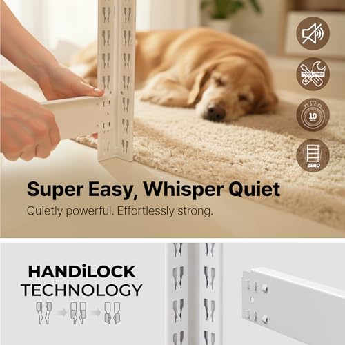House 24.4" W 5 Tier Heavy Duty Garage Shelving Adjustable Metal Rack Storage Shelves Standing Shelf Unit Organizers Pantry Closet Office White 2Pack (White / 24.4"W x 16.5"D)