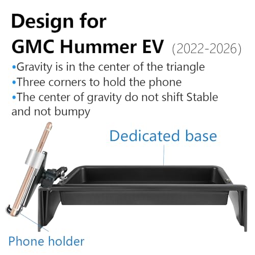 Car Phone Holder Center Console Organizer Tray for GMC Hummer EV 2022 2023 2024 2025 2026 Auto Interior Accessories Best Cell Phones Mount Mobile CellPhone Stand Dashboard Screen Storage Accessory