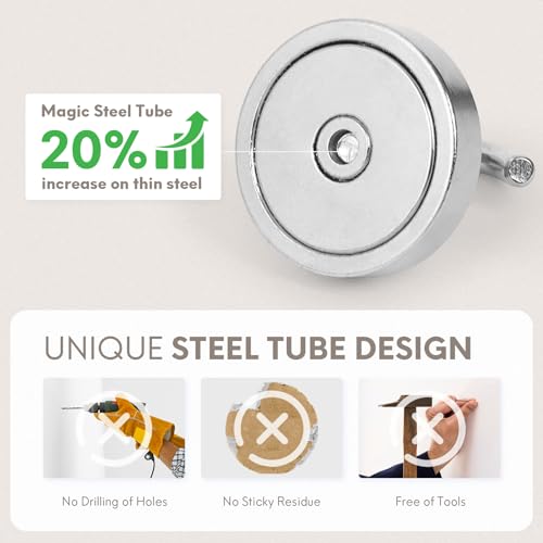 Magnetic Hooks Steel Tube Design for Cruise (Silver / 130lb Magnetic Hooks)