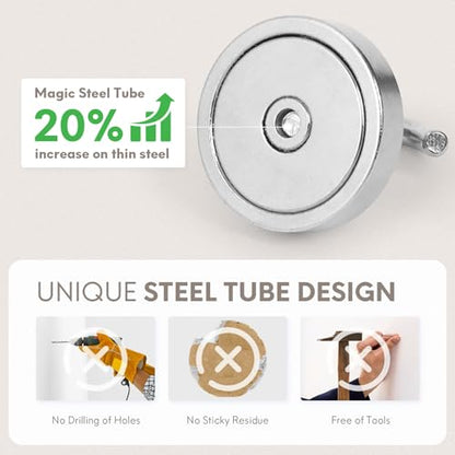 Magnetic Hooks Steel Tube Design for Cruise (Silver / 130lb Magnetic Hooks)