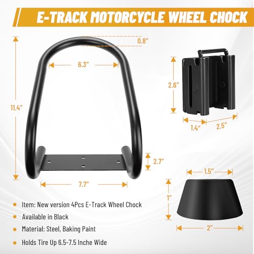 4 Pcs E Track Wheel Chock with Trailer Floor Rubber Pad (4 Pack E-Track Wheel Chock with Rubber Pad)