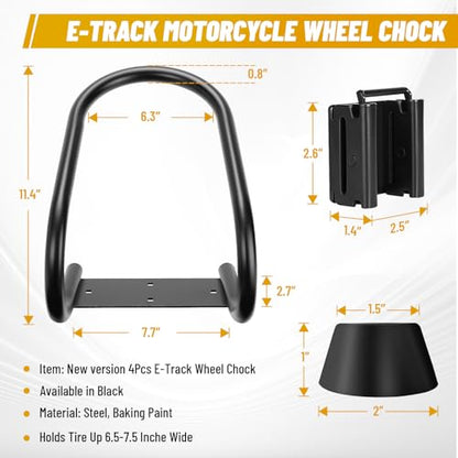 4 Pcs E Track Wheel Chock with Trailer Floor Rubber Pad (4 Pack E-Track Wheel Chock with Rubber Pad)
