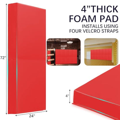 60" 72" High Gym Wall Padding 2" (RED / 72" x 24" x 4")