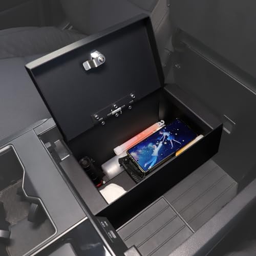 Car Center Console Lock Safe Box Armrest Storage Compatible with Toyota Tundra 2022 (Black)