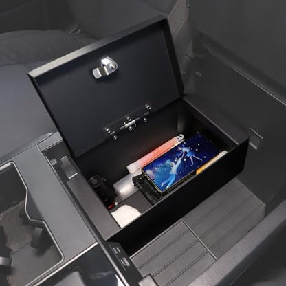 Car Center Console Lock Safe Box Armrest Storage Compatible with Toyota Tundra 2022 (Black)